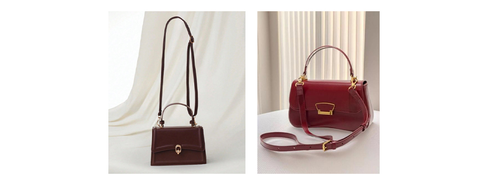 Display of handbag with dual handles