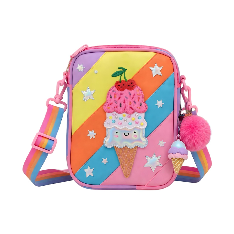 rainbow ice cream colorful kids crossbody bag