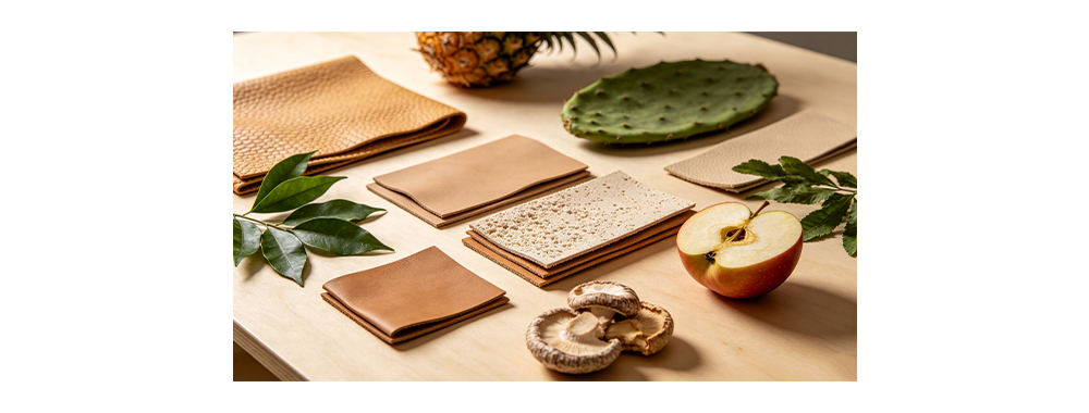 Handbag plant based leather samples cactus pineapple apple mushroom