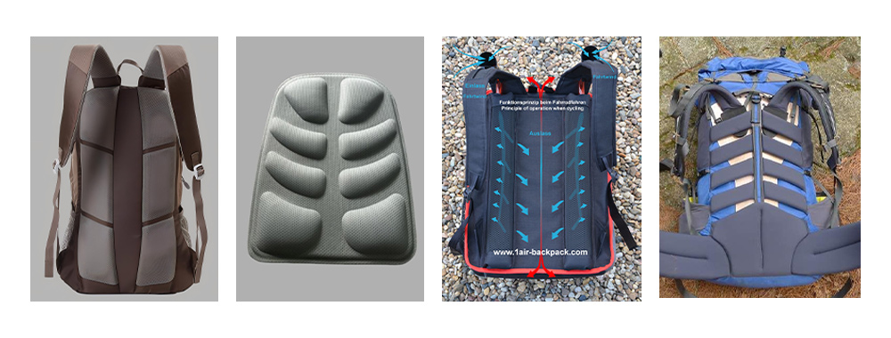 Ventilation groove in backpack back panel